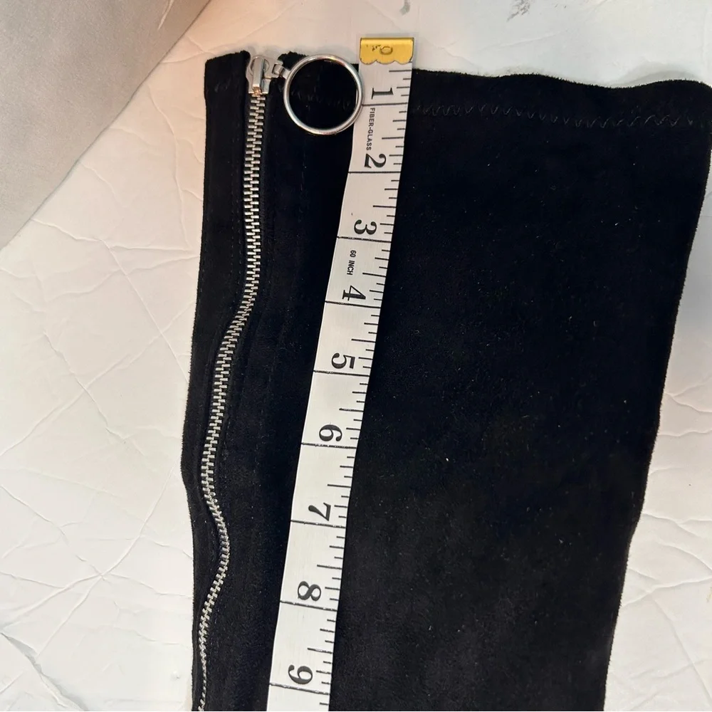 Black Over-the-Knee Women's Boots Suede Flat Tall Warm Long Boots ZipUp Size 8.5
